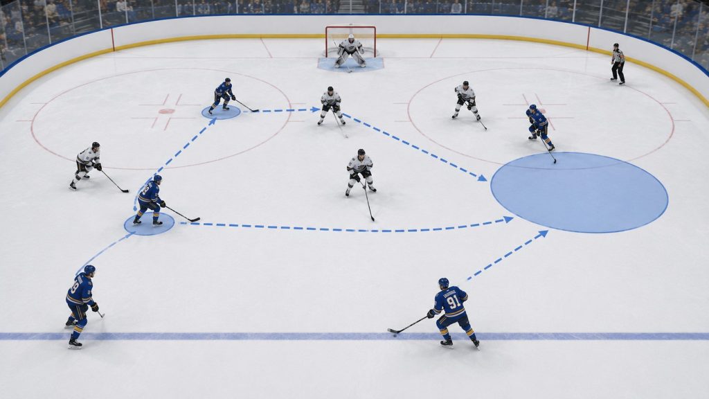 Uso del juego sin puck para generar espacios en hockey moderno